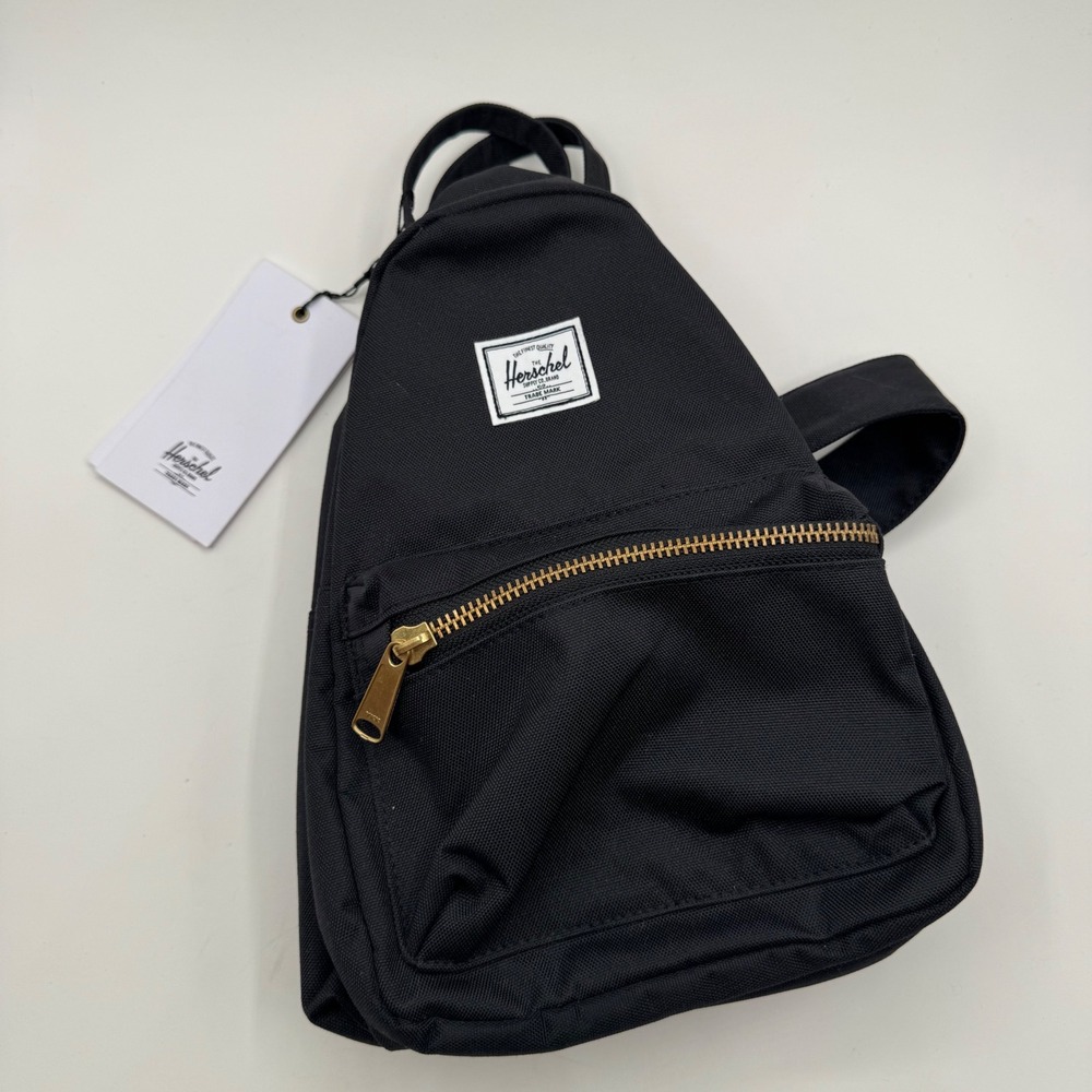 Herschel Supply Co Nova Mini Backpack Black Gold Zipper 10501-00001-OS NWT